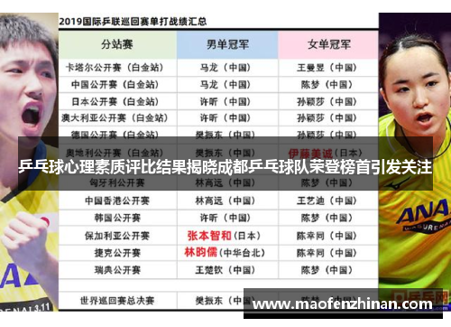 乒乓球心理素质评比结果揭晓成都乒乓球队荣登榜首引发关注